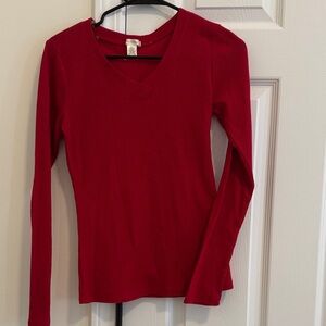 Bozzolo Women's Vibrant Red Long Sleeve V-Neck Top